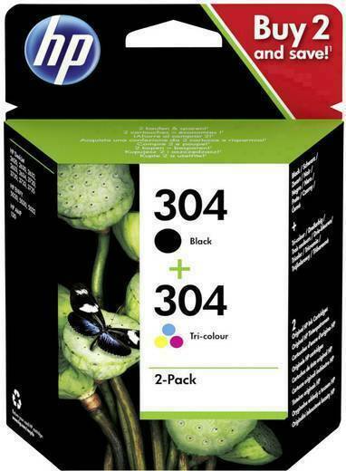 HP 304 Pack de 2 Cartouches d’Encre D’origine 304 Noire et 304 Trois Couleurs
